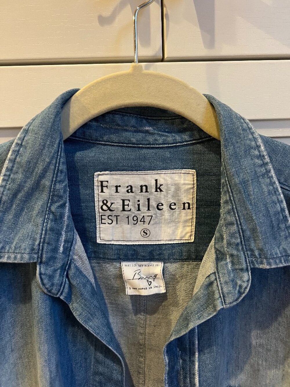Frank & Eileen "Barry" Distressed Famous Denim Shirt - Size S